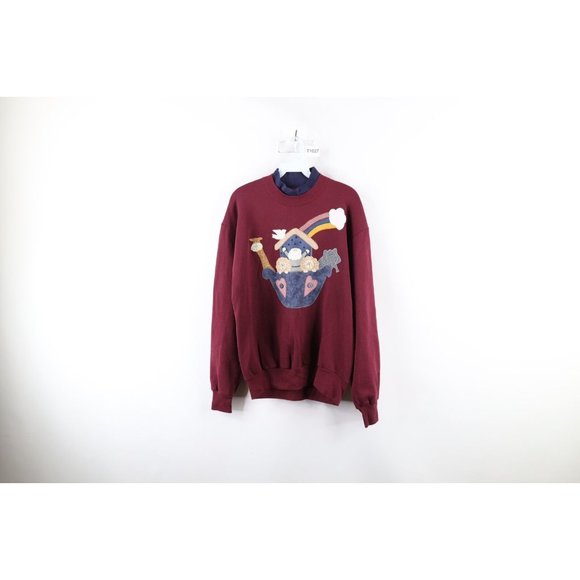 Vintage Tops - Vintage 90s Womens Medium Faded Christian Noahs Ark Crewneck Sweatshirt USA